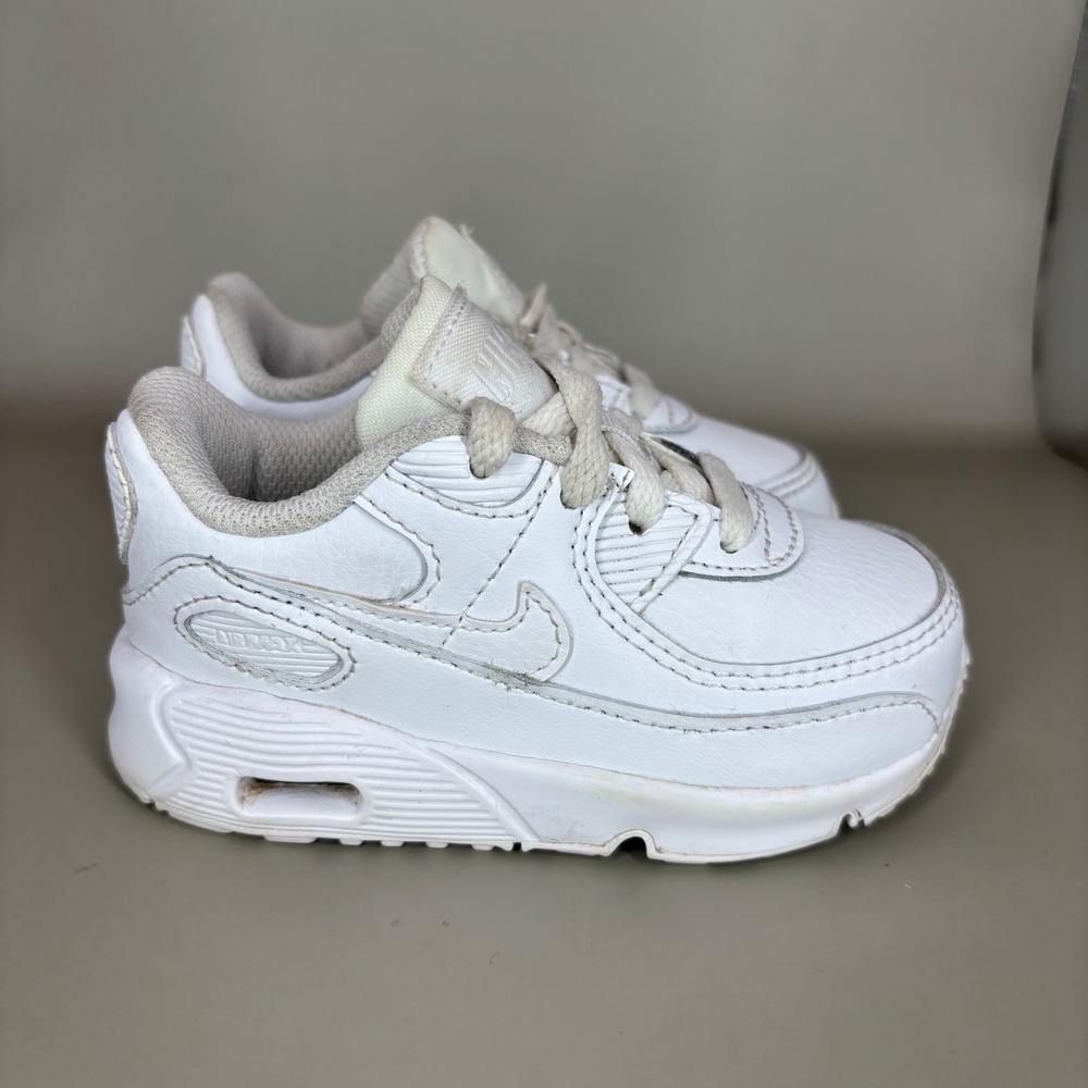 Nike Air Max 90 Toddler Sneakers Triple White CD6868-100 Size 6C